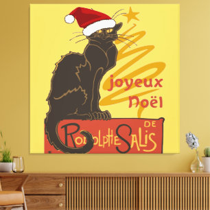 Prettig Kerstfeest Le Chat Noir Met Gestileerde Go Canvas Afdruk