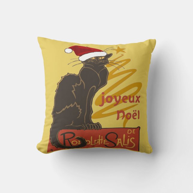 Prettig Kerstfeest Le Chat Noir Met Gestileerde Go Kussen (Voorkant)