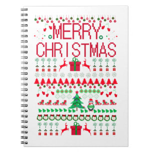 Prettig kerstfeest lelijke trui stijl notitieboek