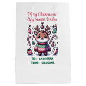 Prettig kerstfeest & lelijke trui wensen rendier medium cadeauzakje (Achterkant)