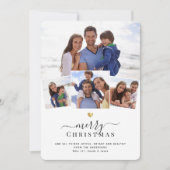 Prettig kerstfeest Leuk Chic Gouden Hart Foto Coll Feestdagenkaart (Voorkant)