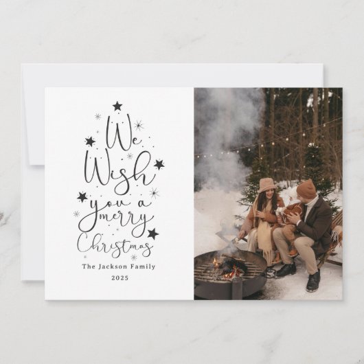 Prettig kerstfeest leuk familie foto Vakantie Feestdagenkaart (Voorkant)