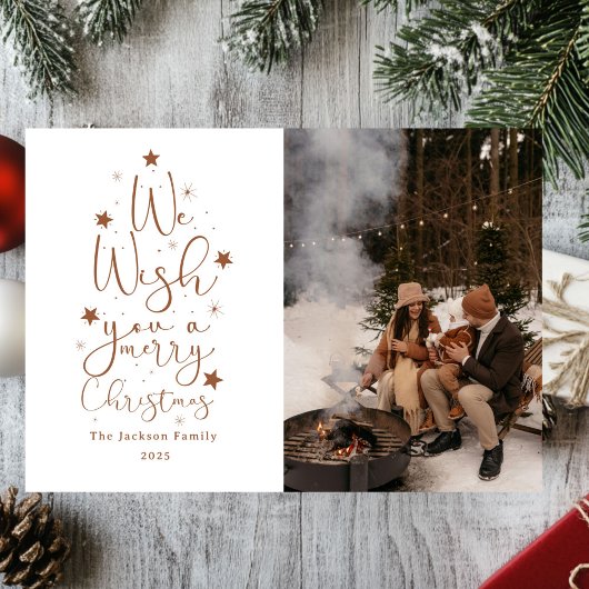 Prettig kerstfeest leuk gezinsfoto Vakantie Feestdagenkaart