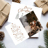 Prettig kerstfeest leuk gezinsfoto Vakantie Feestdagenkaart