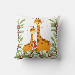 Prettig kerstfeest leuk giraffe ontwerp kussen