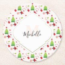Prettig kerstfeest leuk kerstman monogram