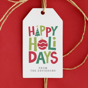 Prettig kerstfeest leuk kleurrijke Kerstmis Cadeaulabel