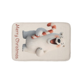 Prettig kerstfeest Leuk ontwerp van ijsbeer Badmat