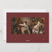 Prettig kerstfeest leuk script drie foto rood feestdagenkaart (Achterkant)