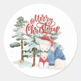 Prettig kerstfeest leuk vakantiemotief ronde sticker