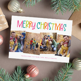 Prettig kerstfeest leuk vrolijk gezellig vier foto feestdagenkaart