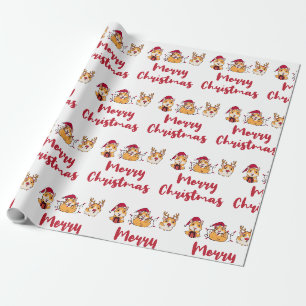 Prettig kerstfeest Leuke cavia's Rode mutsen Feest Cadeaupapier