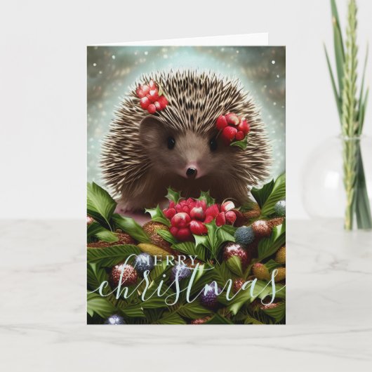 Prettig kerstfeest Leuke Egel Feestdagen Kaart (Voorkant)