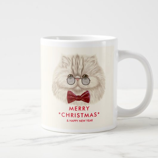 Prettig kerstfeest Leuke Kat Jumbo mok (Rechts)