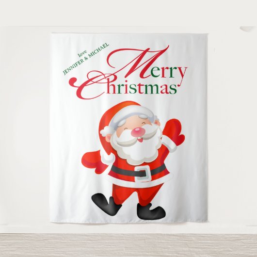 Prettig kerstfeest Leuke kerstman achtergrond Wandkleed (Voorkant)
