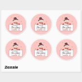 Prettig kerstfeest Leuke sneeuwman roze feestelijk Ronde Sticker (Vel)
