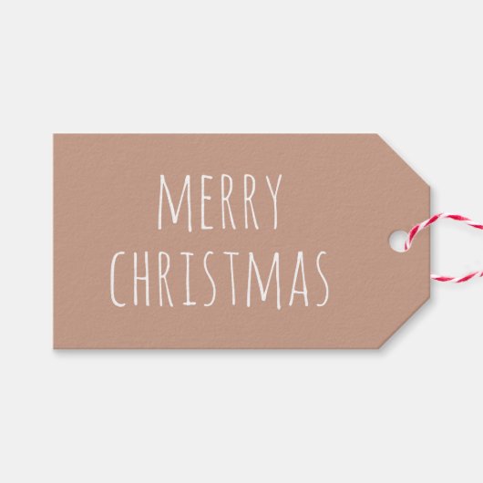 Prettig Kerstfeest | Licht Terracotta Cute Minimal Cadeaulabel (Voorkant (Horizontaal))