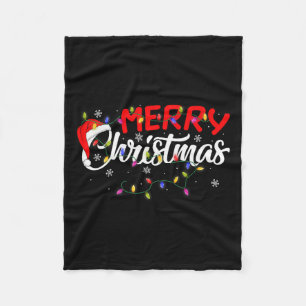 Prettig kerstfeest lichten Kerstmis Familie Grappi Fleece Deken