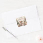 Prettig kerstfeest Lief Kitten Vierkante Sticker (Envelop)