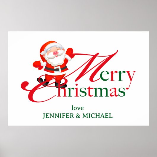 Prettig kerstfeest lief script grappige kerstman poster (Voorkant)