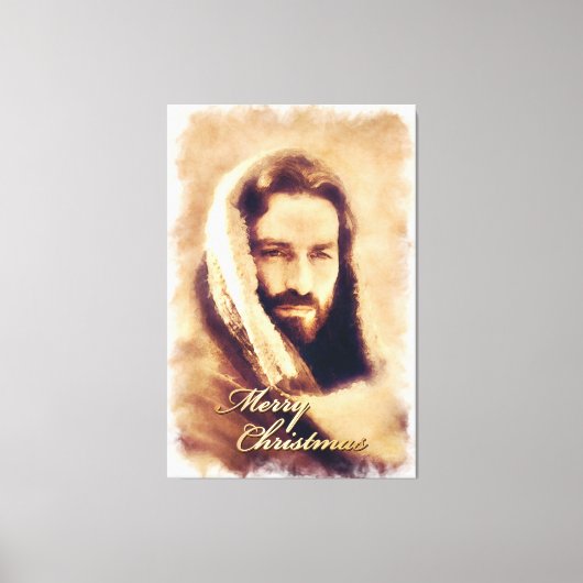 Prettig kerstfeest liefde Jezus ingepakt canvas Afdruk (Voorkant)