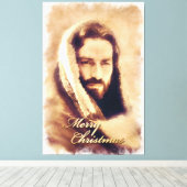 Prettig kerstfeest liefde Jezus ingepakt canvas Afdruk (Insitu (Houten vloer))