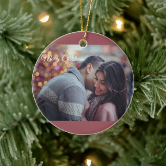 Prettig kerstfeest Liefde Romantisch Koppel Foto Keramisch Ornament