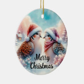 Prettig Kerstfeest Liefdesvogels Keramisch Ornament (Rechts)