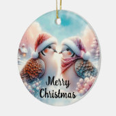 Prettig Kerstfeest Liefdesvogels Keramisch Ornament (Links)