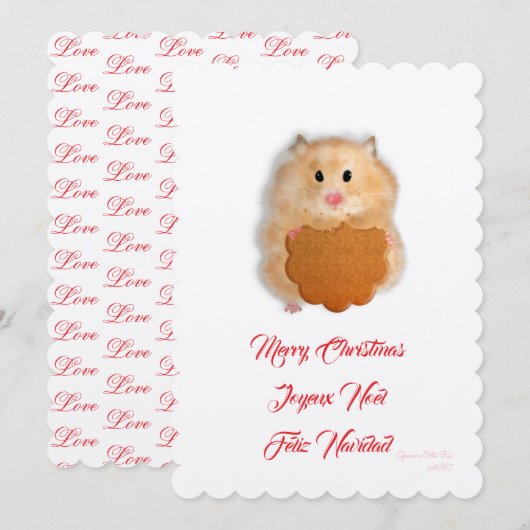 Prettig kerstfeest, lieve hamster met biscuit kaart (Voorkant / Achterkant)