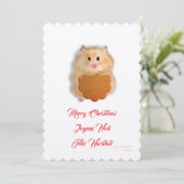 Prettig kerstfeest, lieve hamster met biscuit kaart (Staand voorkant)