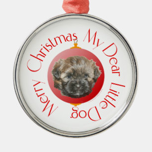 Prettig kerstfeest lieve kleine geredde hond metalen ornament