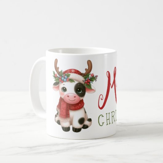 Prettig kerstfeest, lieve koe koffiemok (Voorkant links)