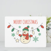 Prettig Kerstfeest, Lieve Sneeuwman, Kerstverlicht (Staand voorkant)