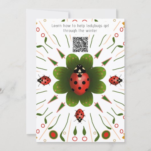 Prettig kerstfeest Lieveheersbeestje Rood Zwart op Bedankkaart (Achterkant)