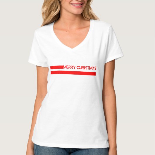 PRETTIG KERSTFEEST LIJNEN T-SHIRT (Voorkant)