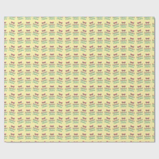 Prettig kerstfeest lint inpakpapier (Vlak)