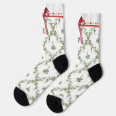 Prettig Kerstfeest Lint Rode Strik Sokken (Links)