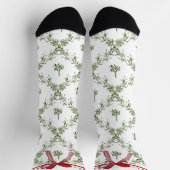 Prettig Kerstfeest Lint Rode Strik Sokken (Top)
