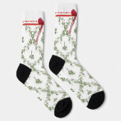 Prettig Kerstfeest Lint Rode Strik Sokken (Rechts)