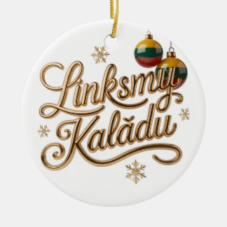 Prettig kerstfeest | Litouws Merry Christmas Goud Keramisch Ornament