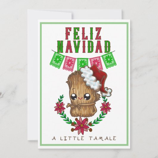 Prettig Kerstfeest - Little Tamale Spaanse/Engelse Feestdagenkaart (Voorkant)