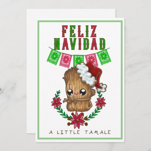 Prettig Kerstfeest - Little Tamale Spaanse/Engelse Feestdagenkaart (Voorkant / Achterkant)