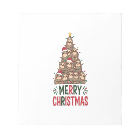 Prettig kerstfeest luiaard boom notitieblok (Voorkant)