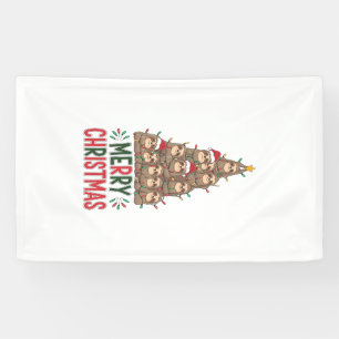 Prettig kerstfeest luiaard boom spandoek