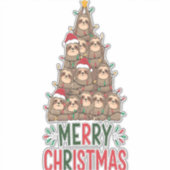 Prettig kerstfeest luiaard boom sticker (Voorkant)