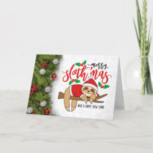 Prettig kerstfeest luiaard feestdagen kaart