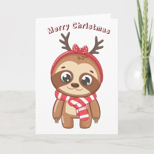 Prettig kerstfeest luiaard feestdagen kaart (Voorkant)