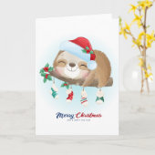 Prettig kerstfeest luiaard kaart (Gele Bloem)