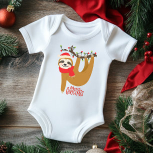 Prettig kerstfeest luiaard knuffel baby vakantie romper